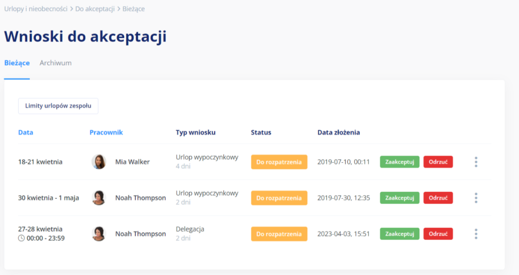 Jak Zaakceptować Rozpatrzyć Wniosek Urlopowy Centrum Pomocy Online Tomhrm System Hr 0457