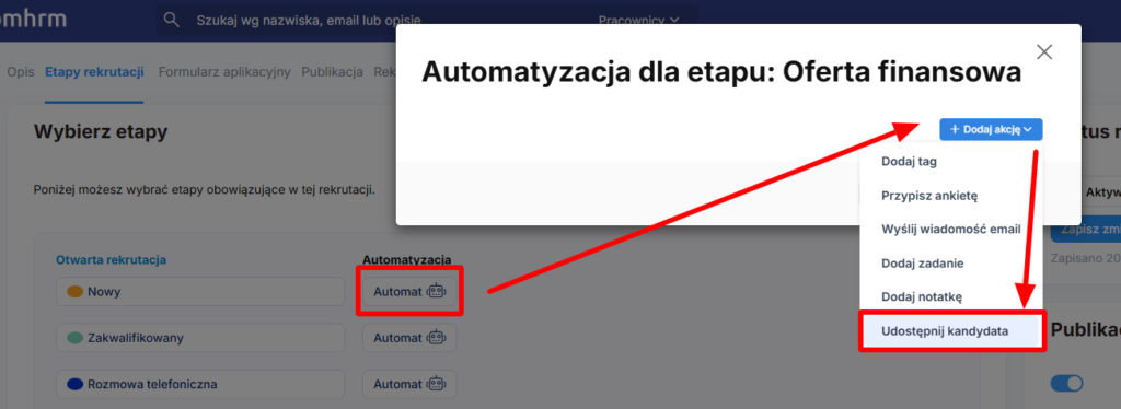 Automatyzacja w rekrutacji-udostepnianie kandydata | tomHRM